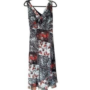 Zoey Beth women’s vintage y2k 2000s sleeveless floral belted midi dress sz large